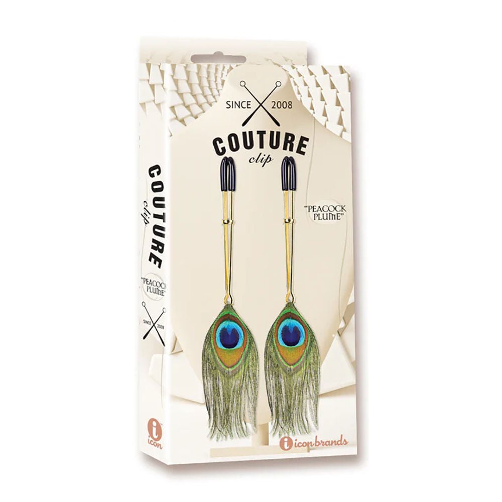 Couture clip - peacock plume - Product front view  | Flirtybay.com.au