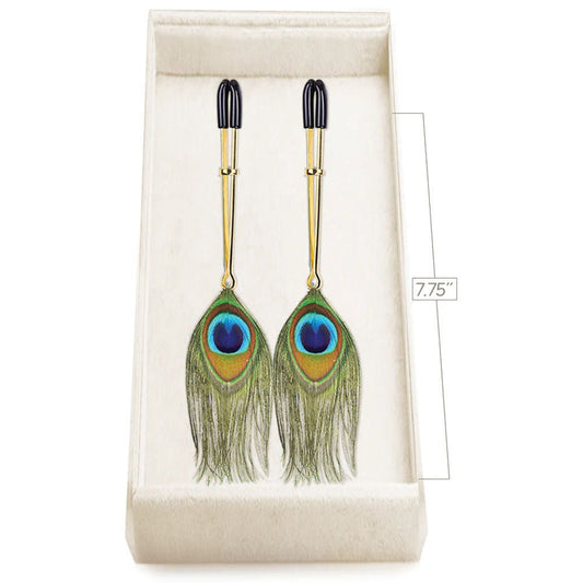 Couture clip - peacock plume - Product top view  | Flirtybay.com.au