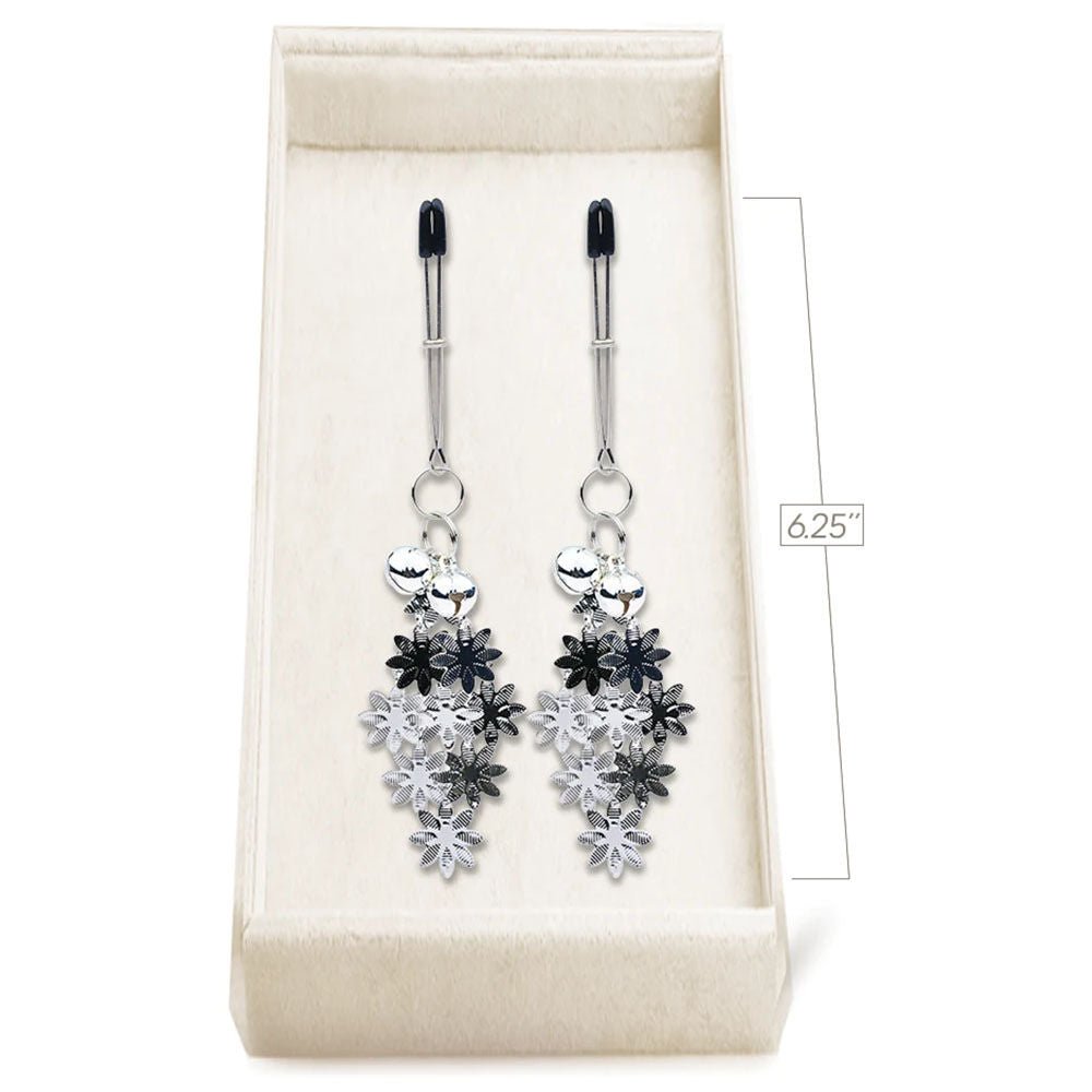 Couture clip - silver falls - nipple clamps - Product front view  | Flirtybay.com.au