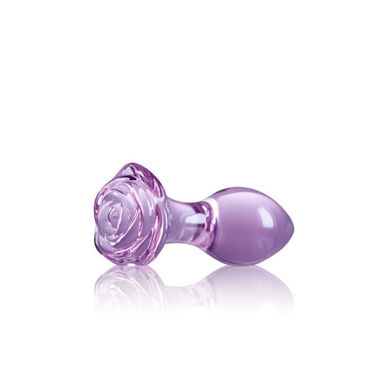 Crystal rose - glass butt plug - Product side view  | Flirtybay.com.au