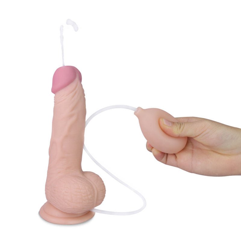 Cumming softee - soft ejaculation dildo 8'' with balls - Product side view  | Flirtybay.com.au