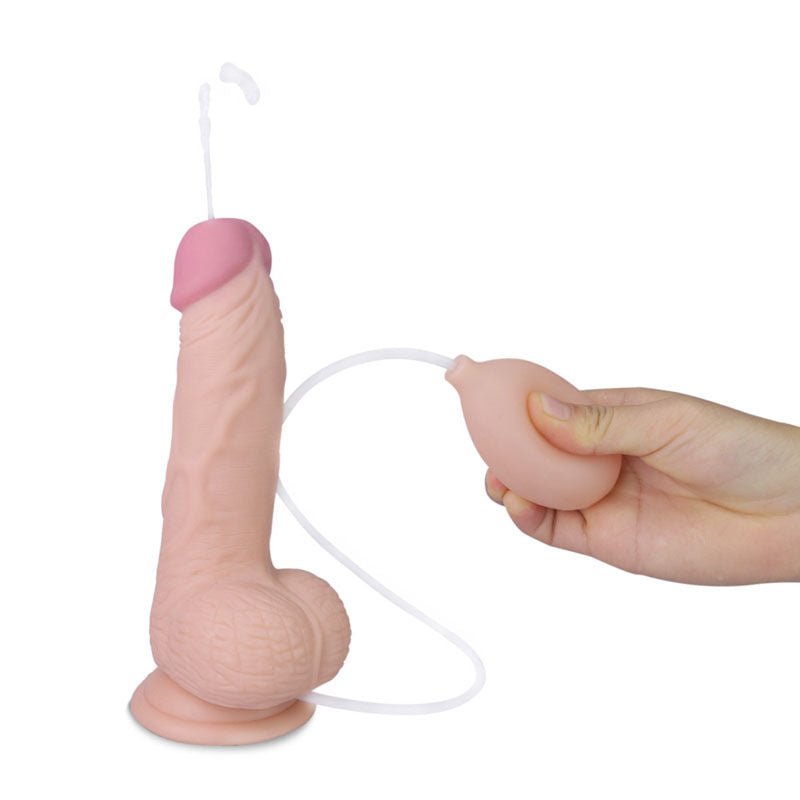 Cumming softee - soft ejaculation dildo 8'' with balls - Product side view  | Flirtybay.com.au