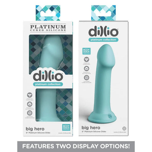 Dillio - platinum big hero 6 dildo - Teal - Product front view and box front view | Flirtybay.com.au