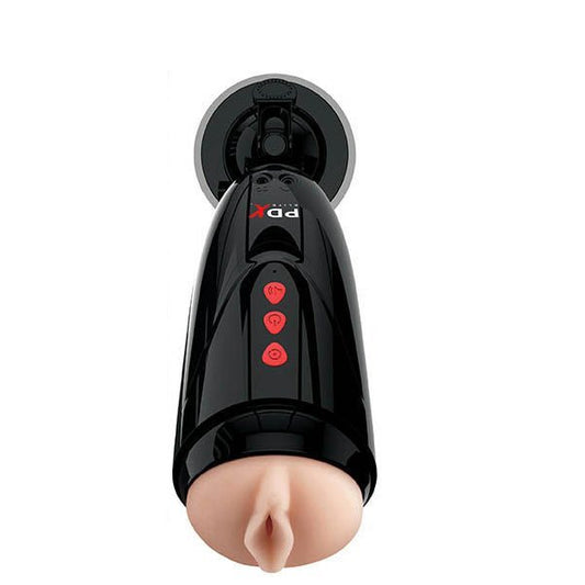 Front view of the PDX Extreme Toyz Elite Dirty Talk Starter Stroker male masturbator displaying full product design on a white background | Flirty Bay adult store PerthFlirtybay