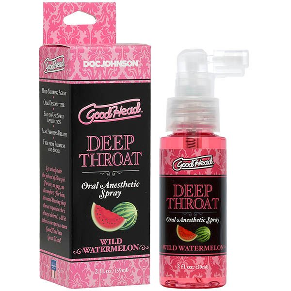 Doc-Johnson GoodHead deep throat spray wild wild watermelon box view | Flirtybay.com.au