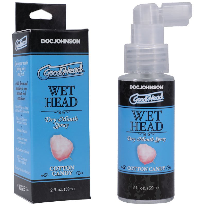 Doc Johnson goodhead wet head dry mout spray cotton candy, box view | Flirtybay.com.au