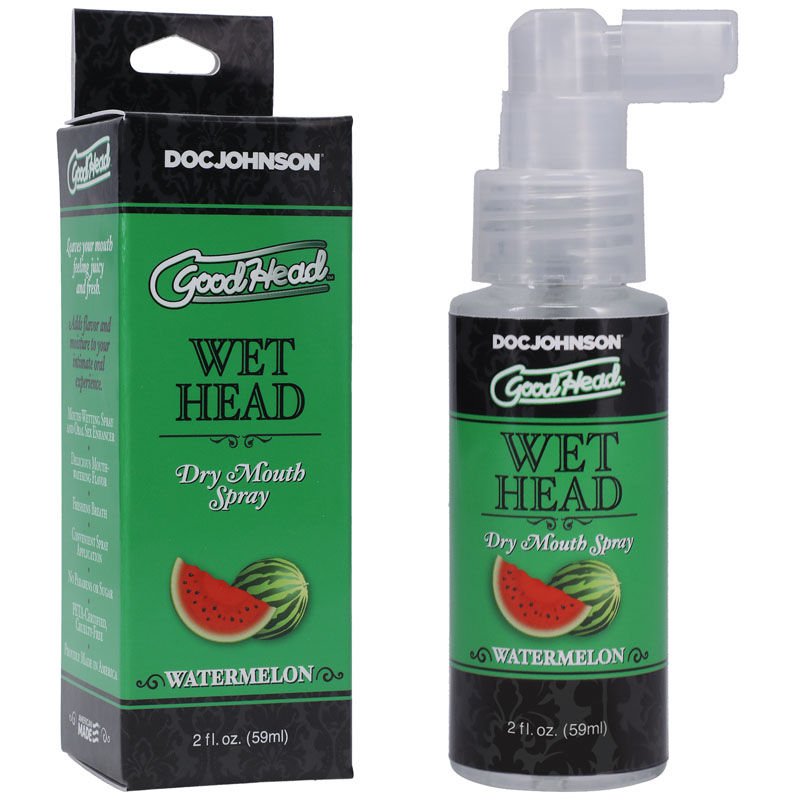 Doc Johnson goodhead wet head dry mout spray watermelon, box view | Flirtybay.com.au
