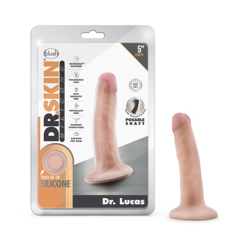 Dr. skin - dr. lucas - 5 silicone dildo - Product front view and box front view | Flirtybay.com.au