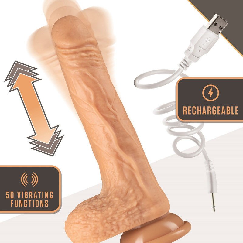 Dr. skin - silicone dr. grey -  5.5 vibrating dildo - Product side view, focus on charger | Flirtybay.com.au