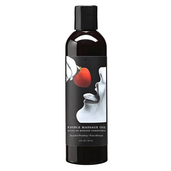 Edible Massage Oil Strawberry 237ml Front view | Flirtybay.com.au
