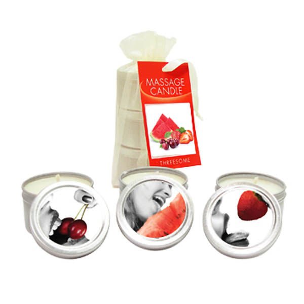 Edible massage candle threesome - Product front view  | Flirtybay.com.au