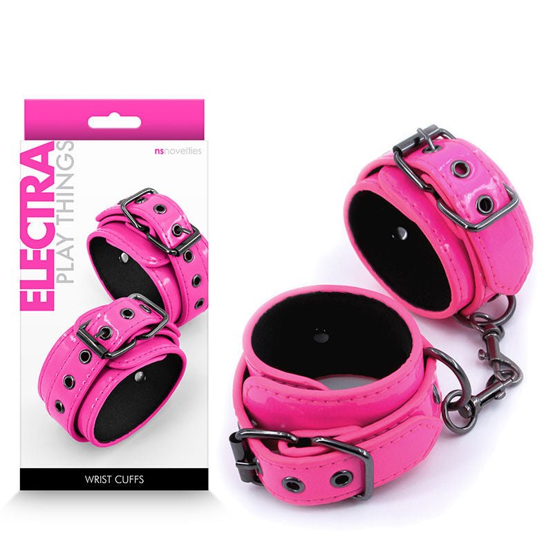 Electra - bondage - wrist cuffs - Product front view and box front view | Flirtybay.com.au