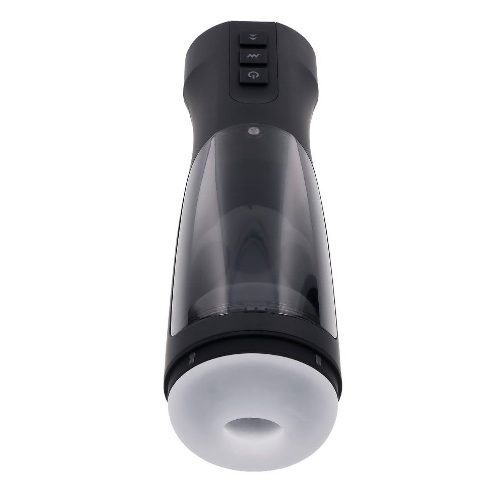 Front view of the Playboy Pleasure End Game vibrating stroker on a clean white background | Flirty Bay adult store Perth