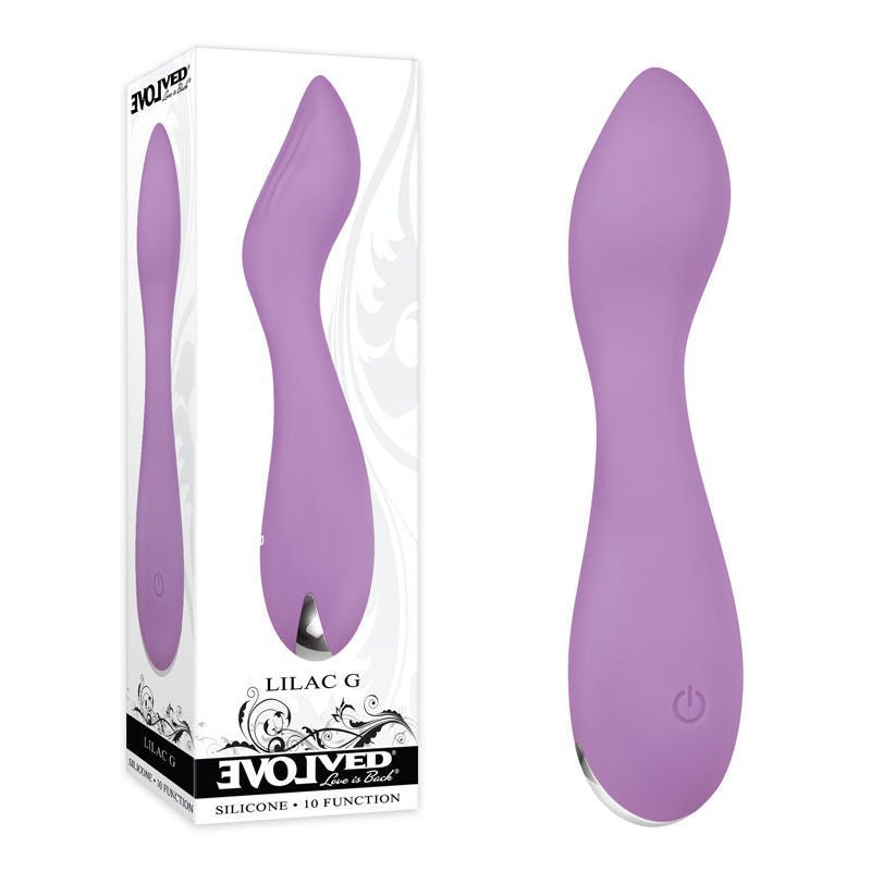 Evolved -  lilac g - g-spot and clitoral vibrator - Product front view and box front view | Flirtybay.com.au