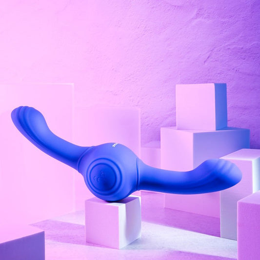 Evolved - our gyro vibe - vibrating double-ended dildo - Product side view  | Flirtybay.com.au