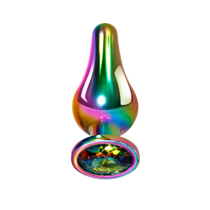 Evolved - rainbow metal butt plug Medium - Product top view  | Flirtybay.com.au