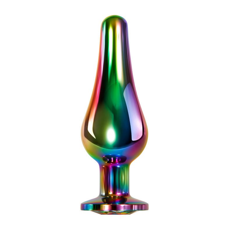 Evolved Rainbow Metal Butt Plug Size M front product view | Flirtybay.com.au