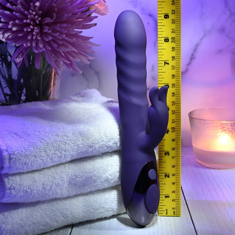 Evolved - rascally rabbit vibrator - Product side view, with sizes  | Flirtybay.com.au