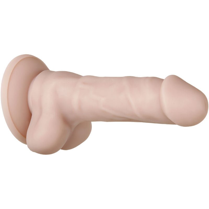 Evolved - real supple silicone poseable 6 dildo - Product side view, focus on suction cup  | Flirtybay.com.au