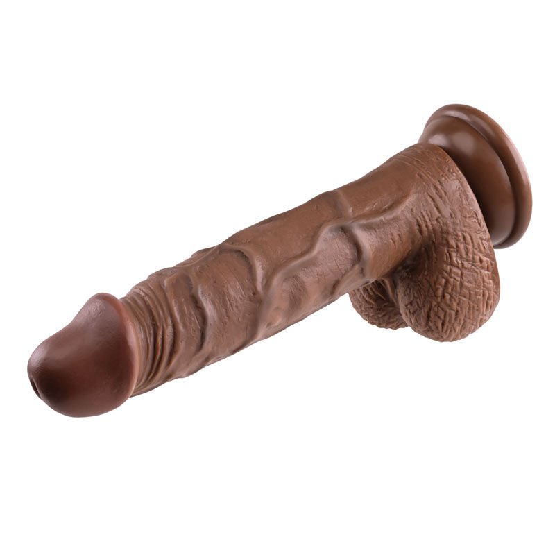 Evolved realistic 8" dildo brown, side view | Flirtybay.com.au