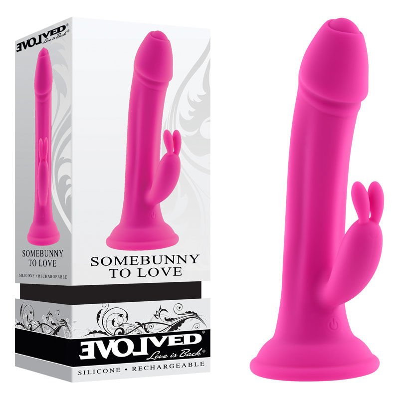 Evolved - somebunny to love - rabbit vibrator - Product front view and box front view | Flirtybay.com.au