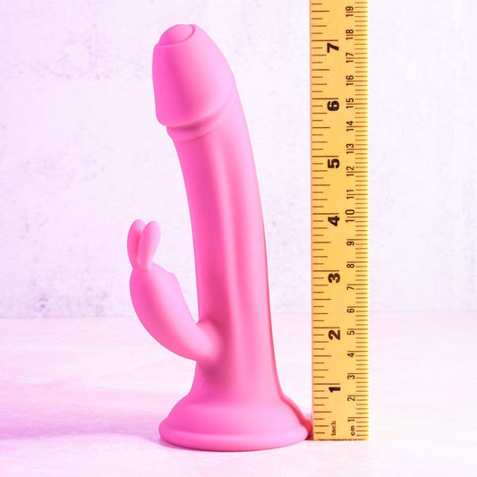 Evolved - somebunny to love - rabbit vibrator - Product side view, with sizes  | Flirtybay.com.au