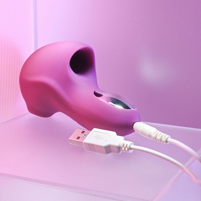 Evolved - sucker for you - suction vibrator - Product bottom view, focus on charger  | Flirtybay.com.au
