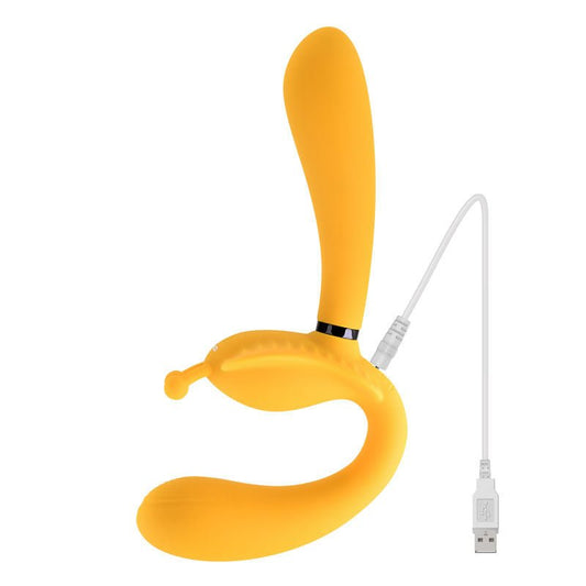 Evolved - the monarch - strapless strap-on vibrator - Product front view, focus on charger  | Flirtybay.com.au