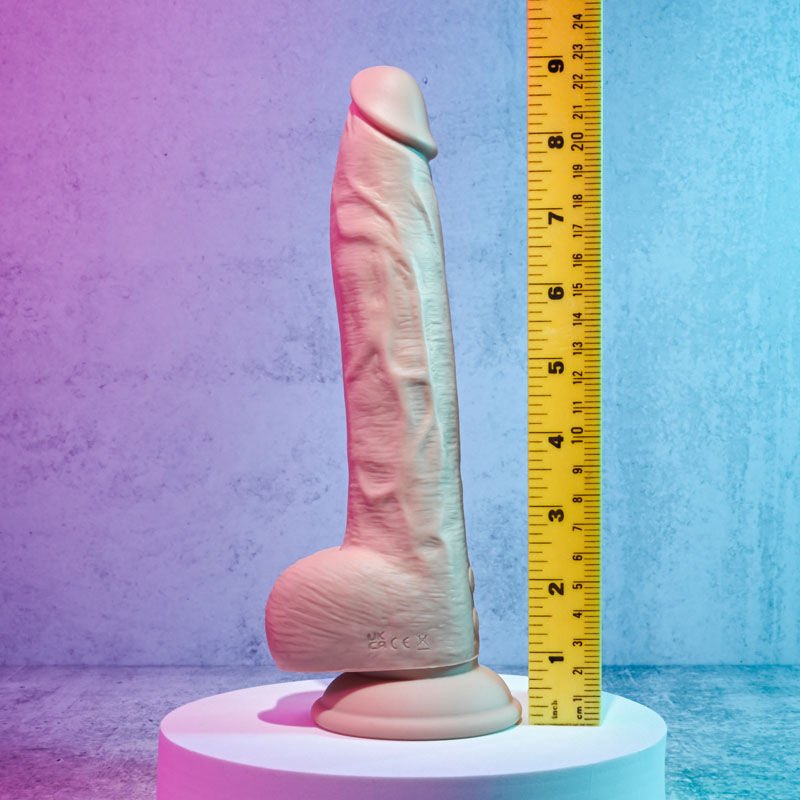 Evolved - thrust in me light - large vibrating dildo - Product side view, with sizes  | Flirtybay.com.au