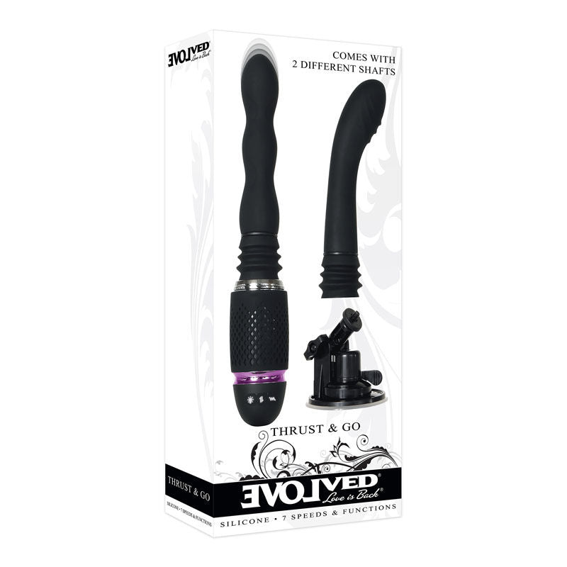 Evolved - thrust & go - compact sex machine -  box front view | Flirtybay.com.au