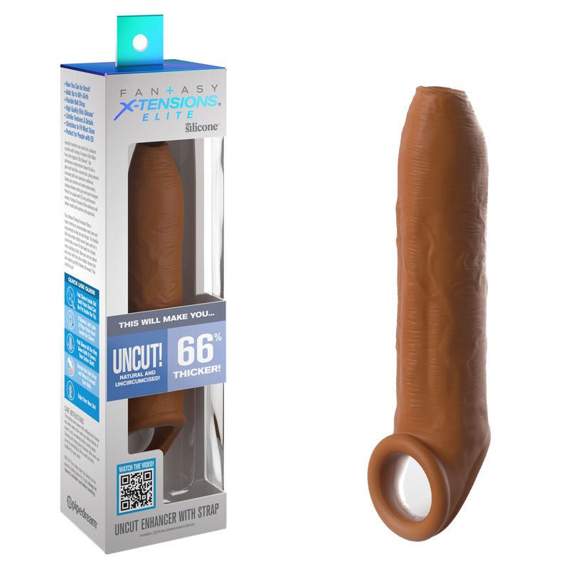 Fantasy x-tensions elite - uncut penis extender with strap - Product front view and box front view | Flirtybay.com.au