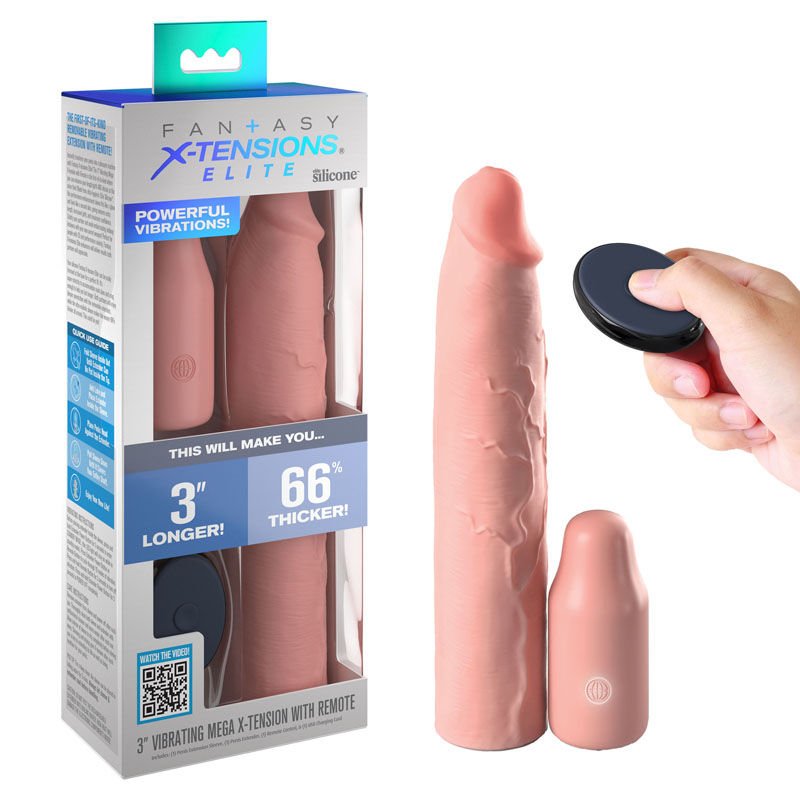 Fantasy X tensions Remote Control Penis Extender Flesh Front View and box view | Flirtybay.com.au