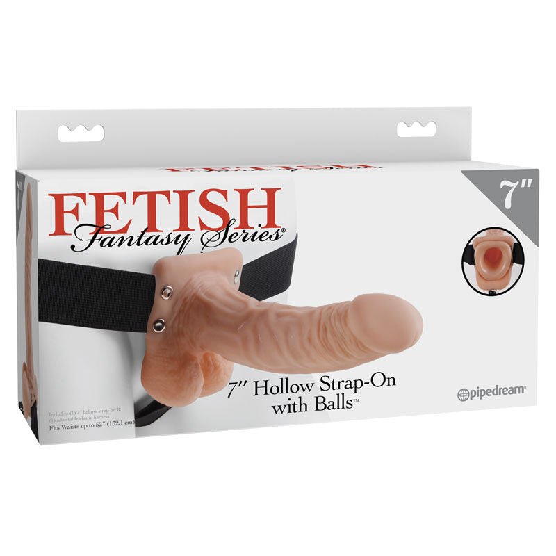 Fetish fantasy series - 7 hollow strap-on with balls -  box front view | Flirtybay.com.au