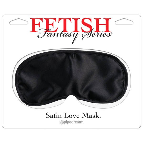 Fetish fantasy series - black satin love mask - Product front view  | Flirtybay.com.au