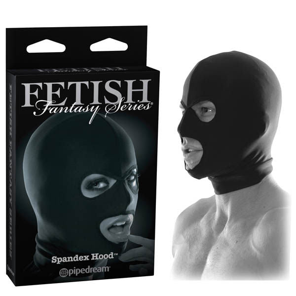 Fetish fantasy series limited edition - spandex hood - Product front view and box front view | Flirtybay.com.au