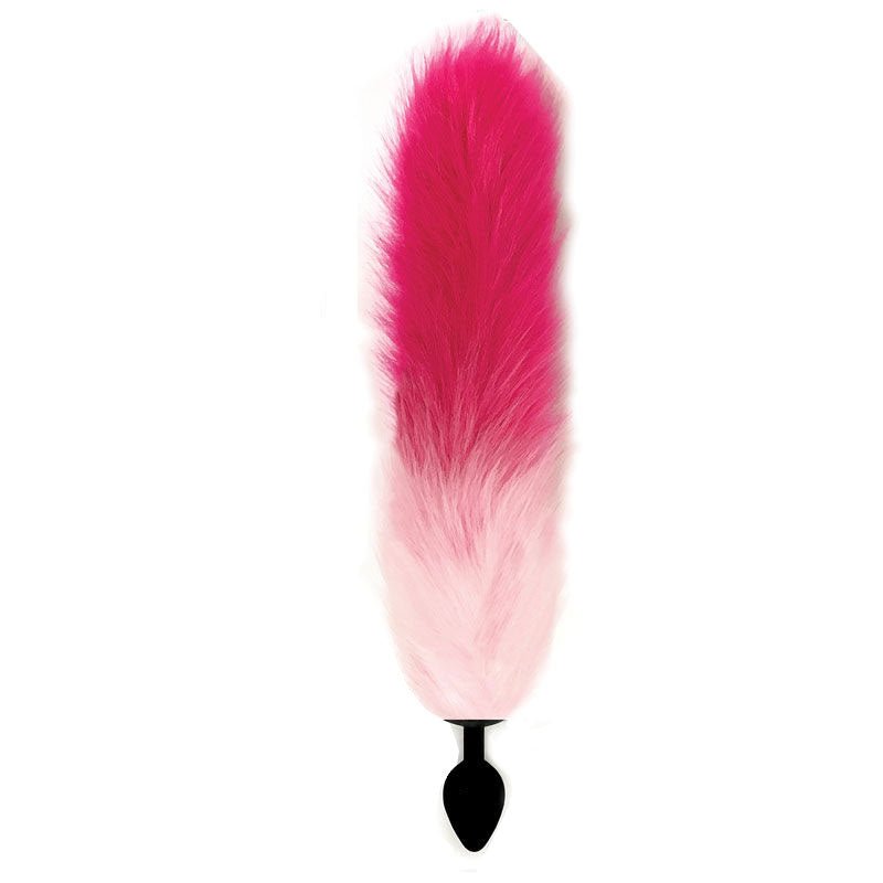 Foxy Fox Tail Silicone Butt Plug Pink And White Front View | Flirtybay.com.au