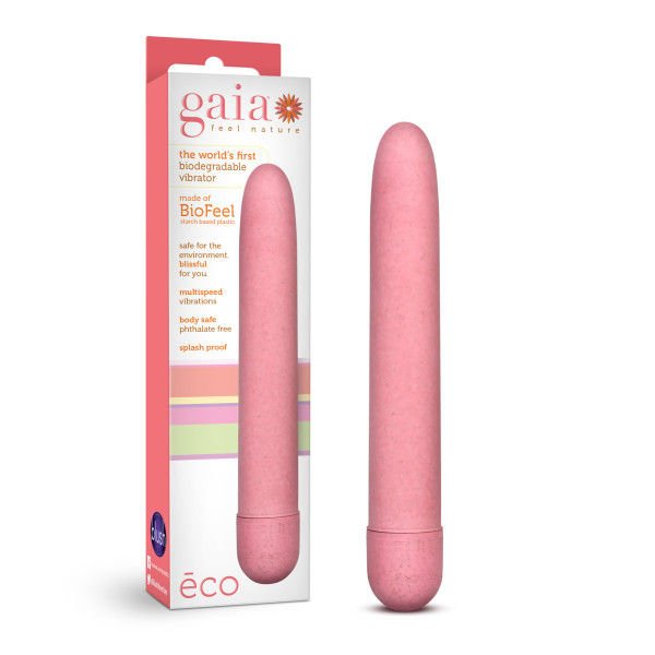 Gaia - eco bullet vibrator - Pink, Product front view and box front view | Flirtybay.com.au