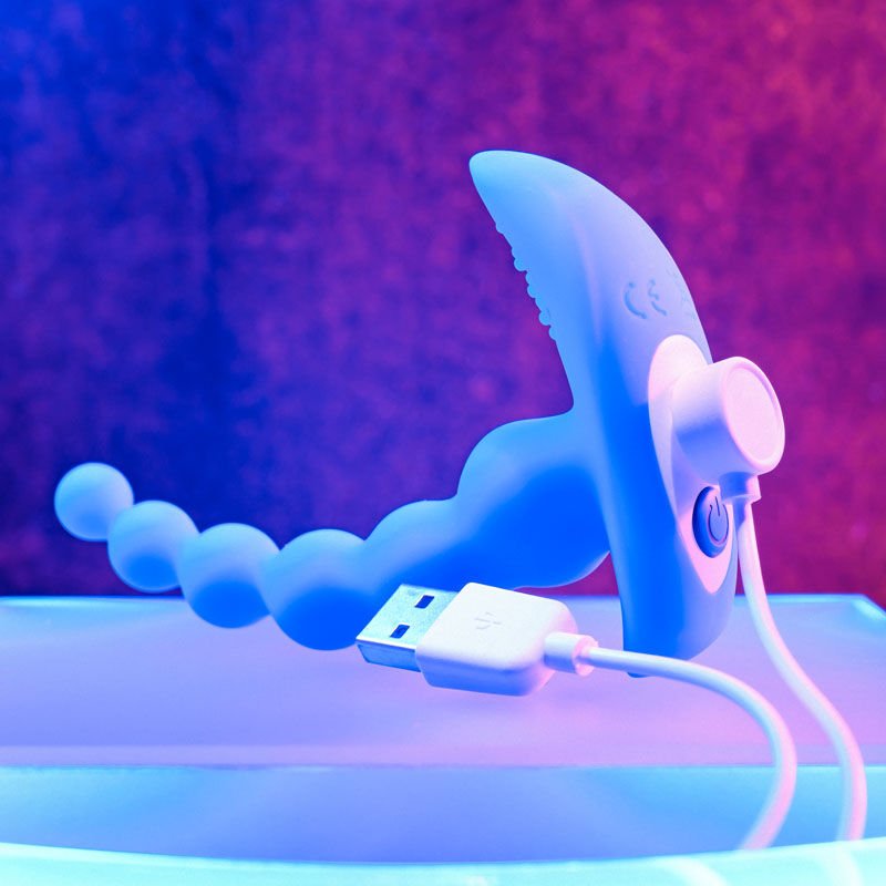 Gender x - beaded pleasure - remote control anal beads - Product bottom view, focus on charger  | Flirtybay.com.au