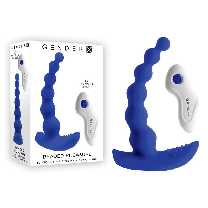 Gender x - beaded pleasure - remote control anal beads - Product front view and box front view | Flirtybay.com.au