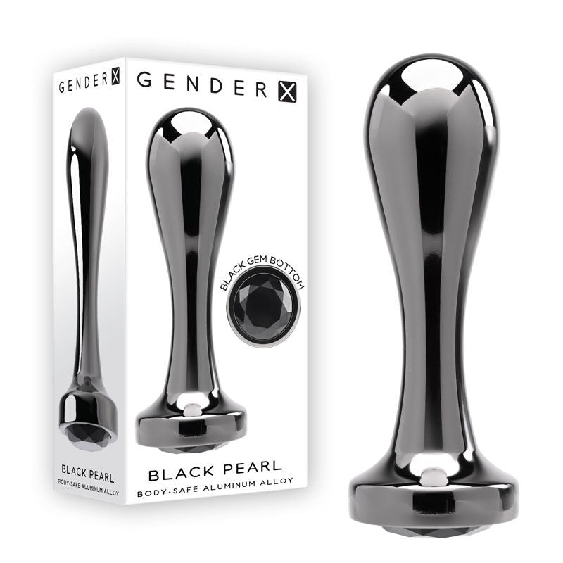 Gender x - black pearl - butt plug - Product front view and box front view | Flirtybay.com.au