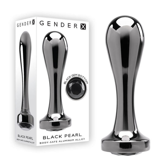 Gender x - black pearl - butt plug - Product front view and box front view | Flirtybay.com.au