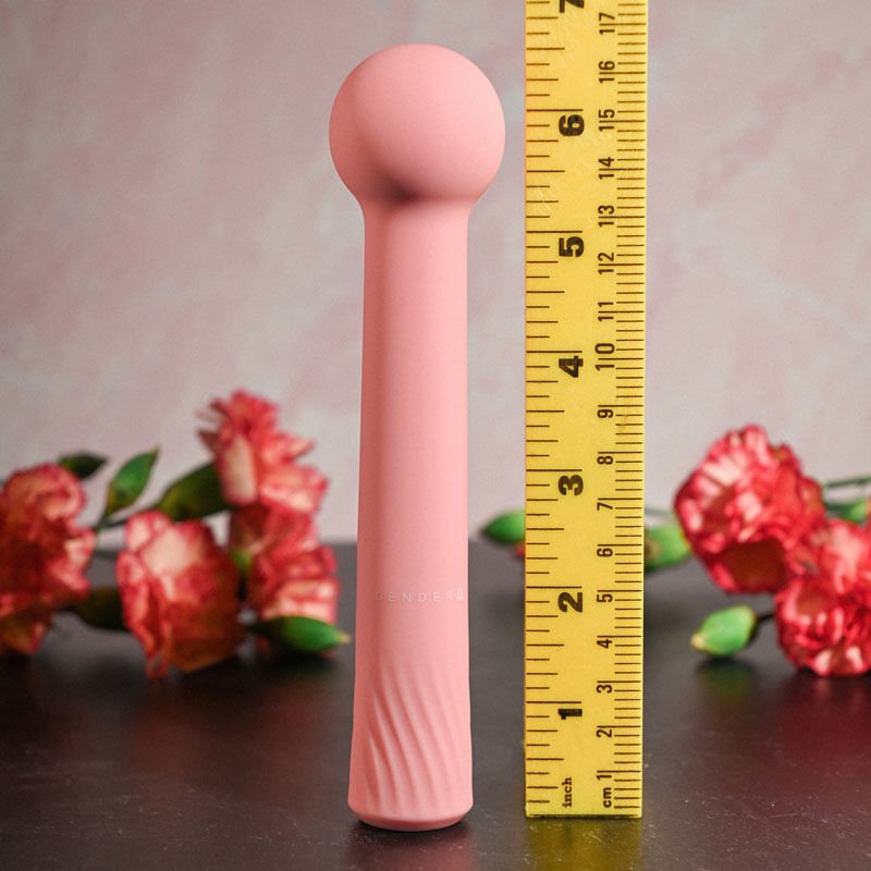 Gender x - flexi vibrating wand - Product front view, with sizes  | Flirtybay.com.au