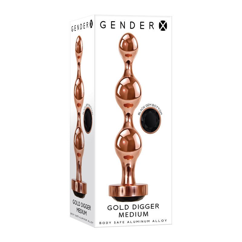 Gender X Gold Digger Butt Plug Medium, Box View | Flirtybay.com.au