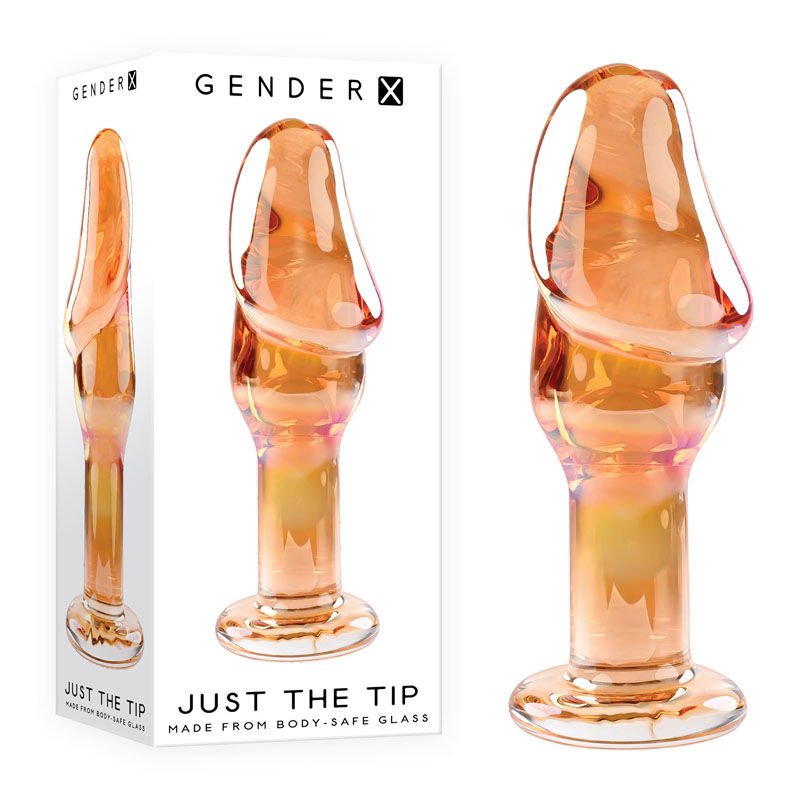Gender x - just the tip - glass butt plug - Product front view and box front view | Flirtybay.com.au