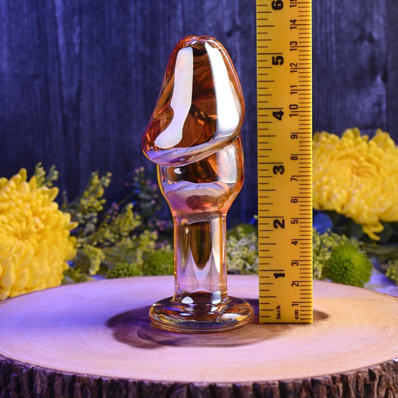 Gender x - just the tip - glass butt plug - Product front view, with sizes  | Flirtybay.com.au