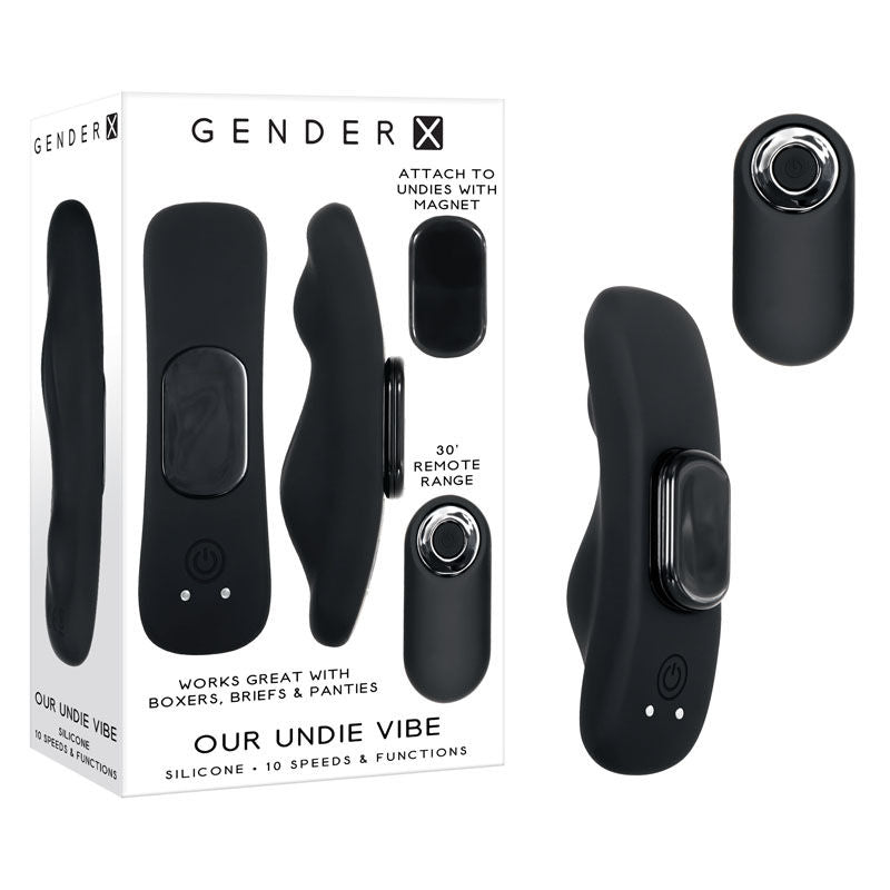 Gender x - our undie vibe - remote control panty vibrator - Product front view and box front view | Flirtybay.com.au