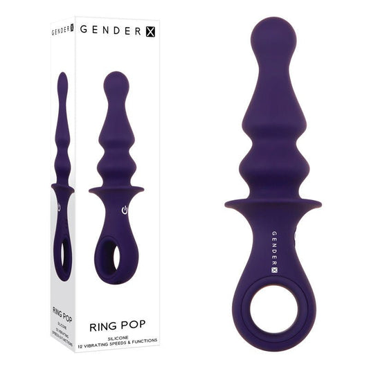 Gender x - ring pop - vibrating anal beads - Product front view and box front view | Flirtybay.com.au