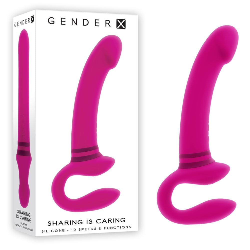 Gender x sharing is caring - strapless strap-on - Product front view and box side view | Flirtybay.com.au