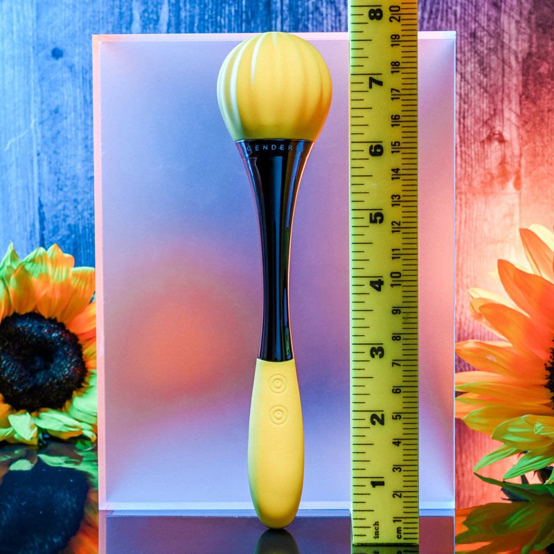 Gender x - sunflower - clitoral vibrator - Product front view, with sizes  | Flirtybay.com.au
