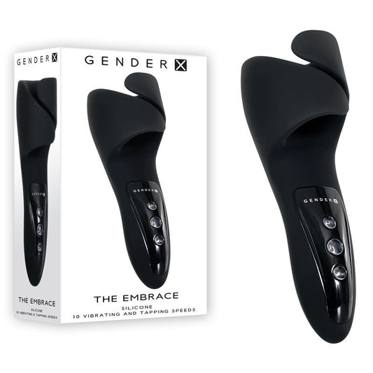 Gender x - the embrace - vibrating masturbator - Product front view and box front view | Flirtybay.com.au